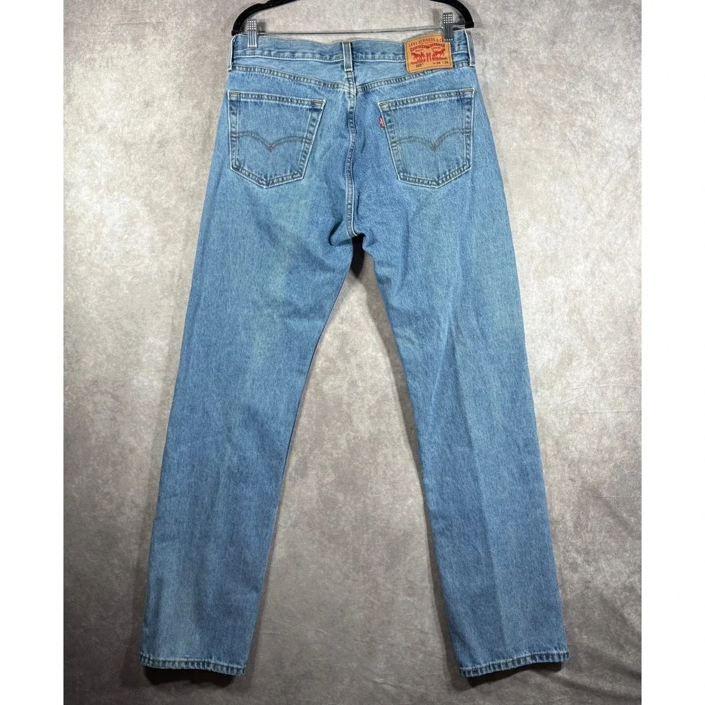 Levi's 505 Jeans Mens 34X34 Blue Medium Wash Denim Straight Leg Casual‎ Everyday